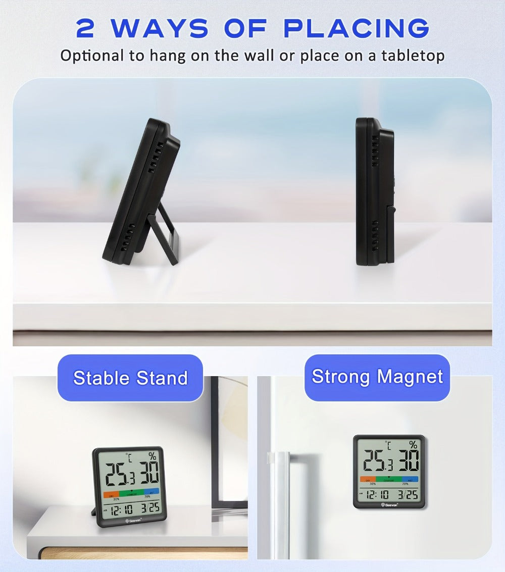 Digital Indoor Thermometer Hygrometer with Clock and Calendar for Home Office