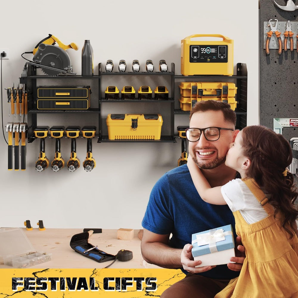 Power Tool Organizer with Adjustable Garage Tool Shelf for Workshop and Tool Room