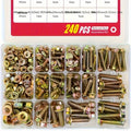 Metric Flange Bolt Nut Assortment Kit 240pcs – M5 M6 M8 Alloy Steel Hex Screws & Nuts Set in 14 Sizes Corrosion-Resistant for DIY Repair Automotive Machinery with Clear Storage Box