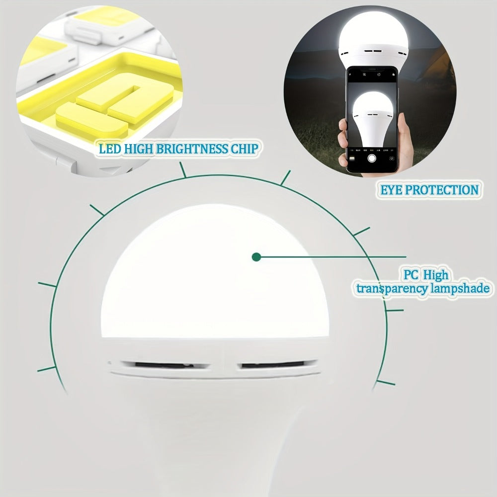 Rechargeable Emergency LED Light Bulb 4 Pack, 12W 6500K, for Camping and Power Outage