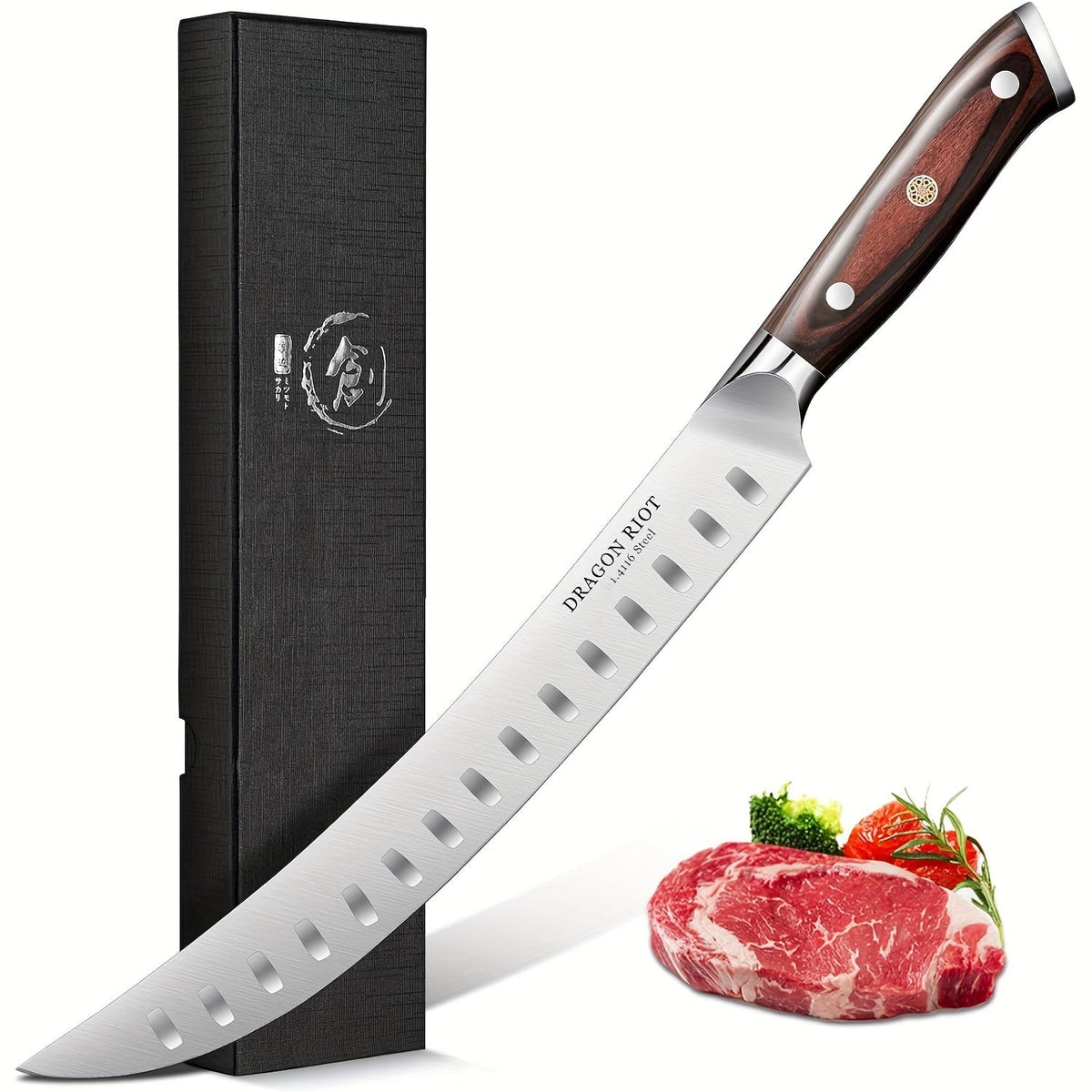 10 Inch Brisket Carving Knife with Ergonomic Wood Handle for BBQ
