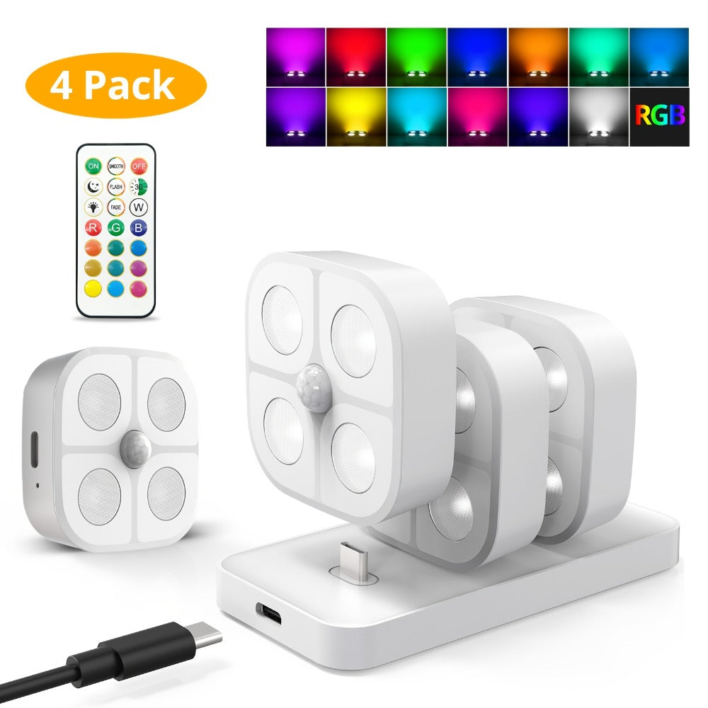 Puck Lights, Wireless LED Closet Lights, Color Changing Night Light for Hallway Stairway Bathroom Bedroom Kitchen