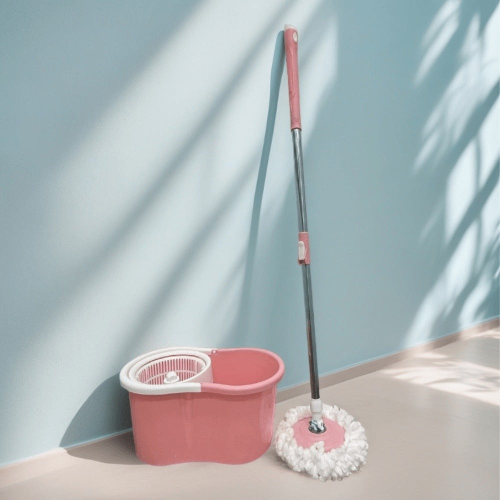 Floor Mop with 4 Microfiber Replacement Heads and Stainless Steel Adjustable Handle for Home Floor Cleaning