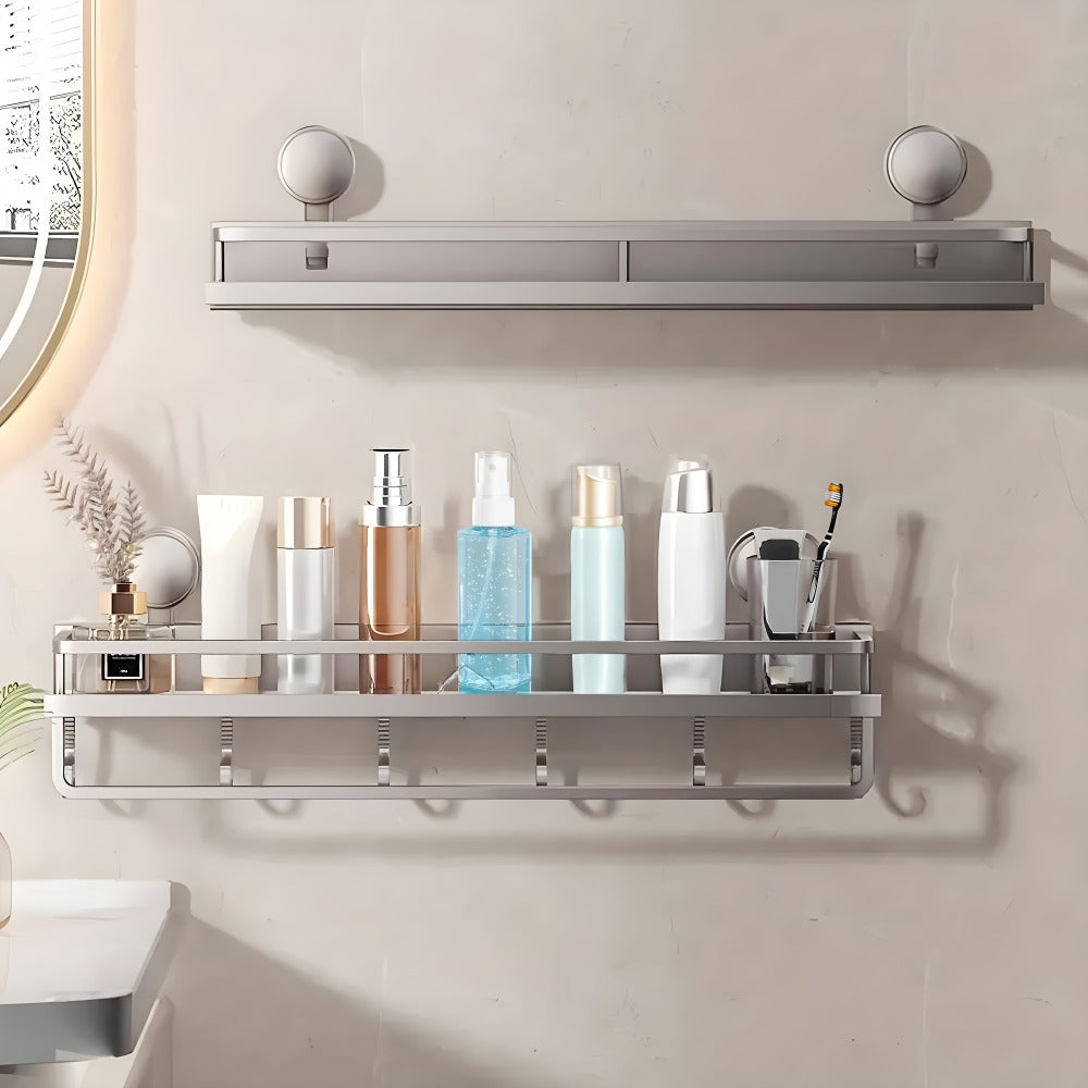 Shower Caddy, Wall-Mounted Bathroom Shelf Organizer for Shampoo Soap, Heavy-Duty Floating Shower Shelves