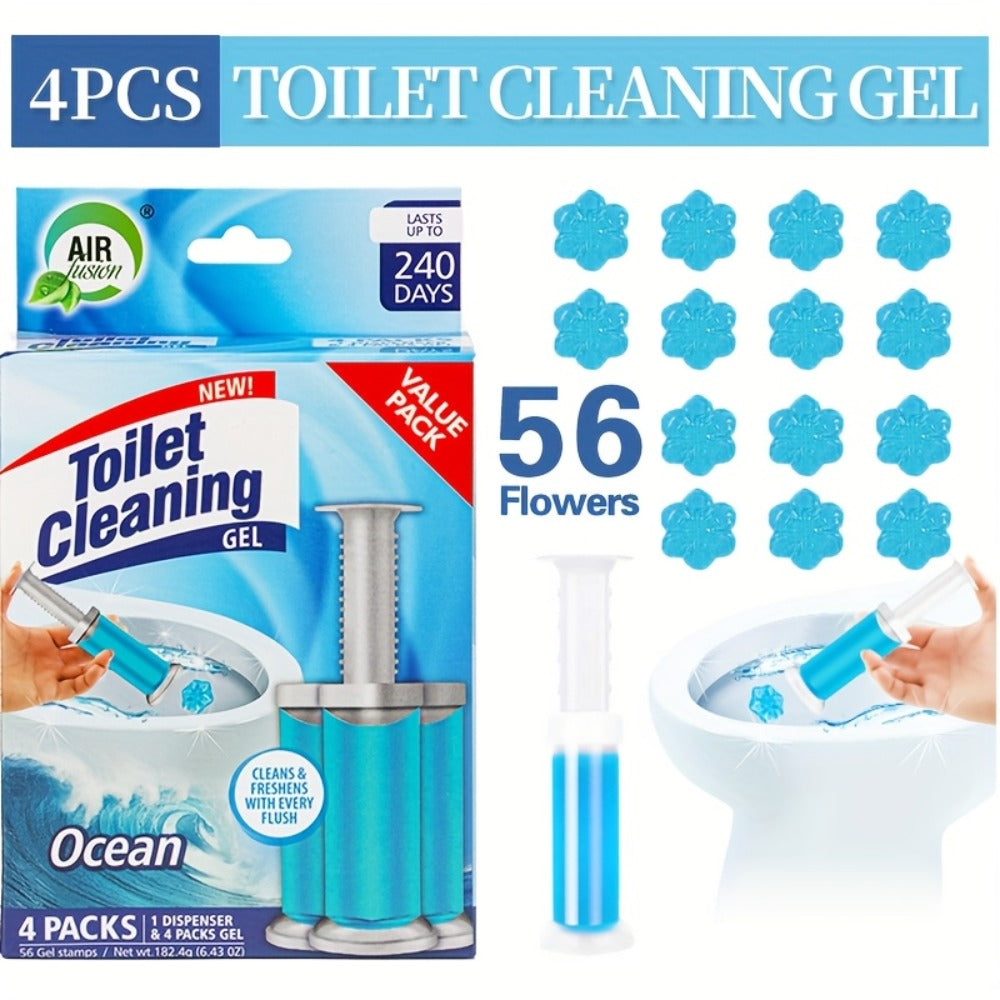 Toilet Gel Stamp Cleaner Air Freshener Flower Scented Bathroom Cleaning Gel Prevents Scale Toilet Ring 6 Fragrance Options Ocean Lavender Floral Peach Lemon Pine 4 Pcs or 8 Pcs with Dispenser