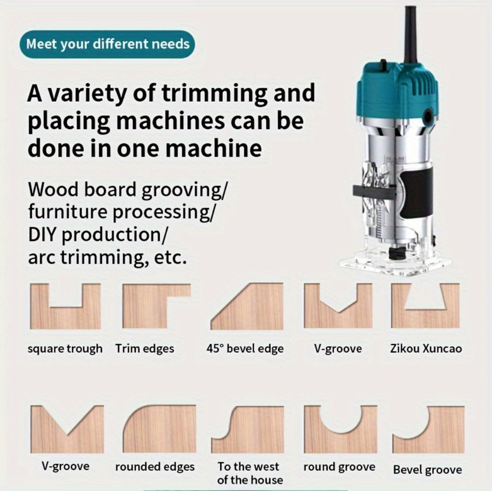 Wood Router with Wood Slotting and Optional 15pc Milling Cutter Set for Woodworking