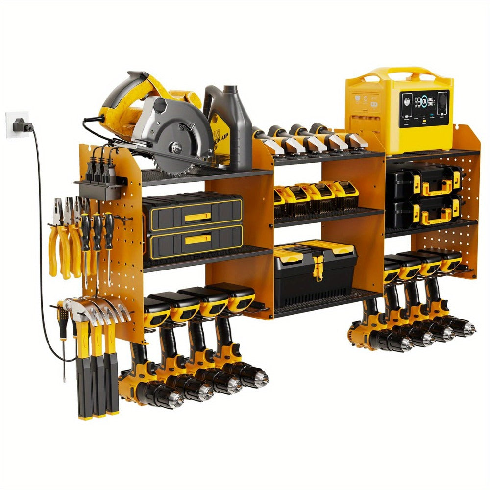 Power Tool Organizer with Adjustable Garage Tool Shelf for Workshop and Tool Room