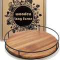 12" Wooden Rotating Storage Rack Turntable Organizer Kitchen Pantry Countertop Cabinet