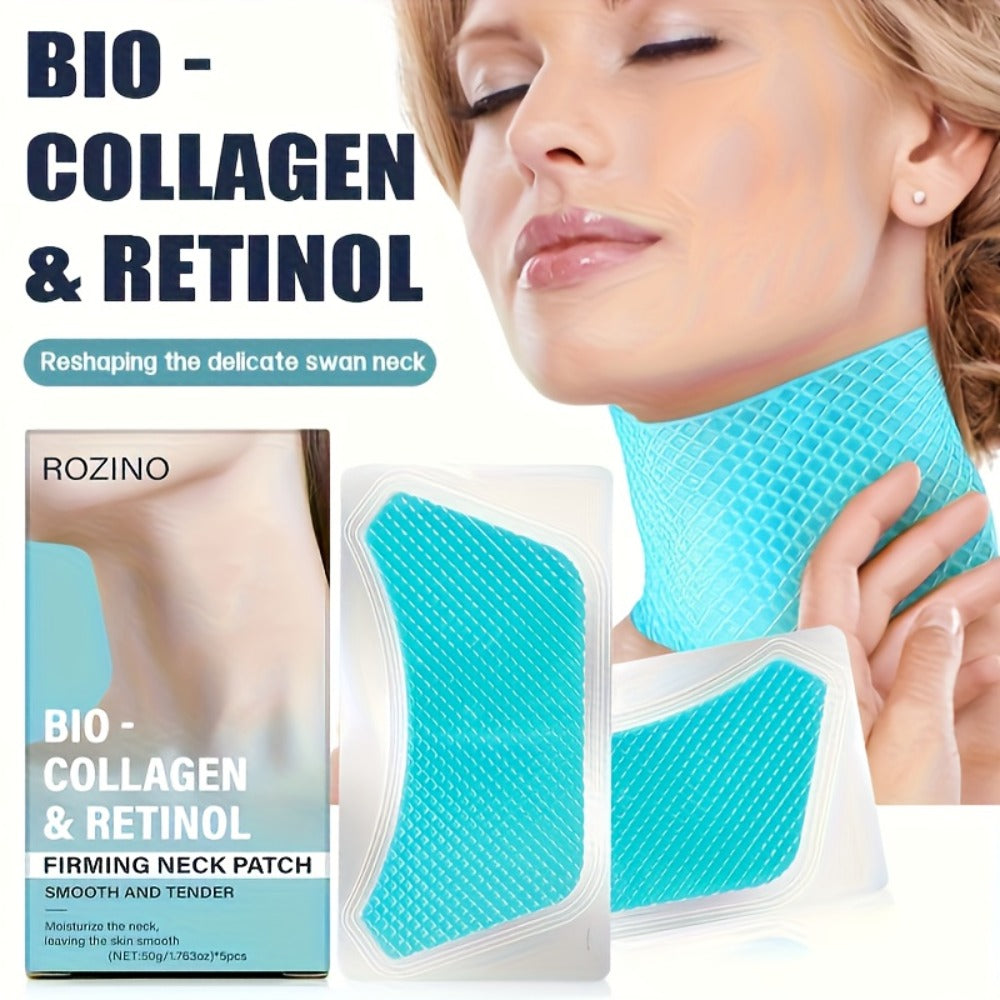Bio Collagen Neck Lift Mask 5 Pack - Moisturizing & Brightening Gel Patches | Anti-Wrinkle, Anti-Aging, Firming Neck Skincare Treatment