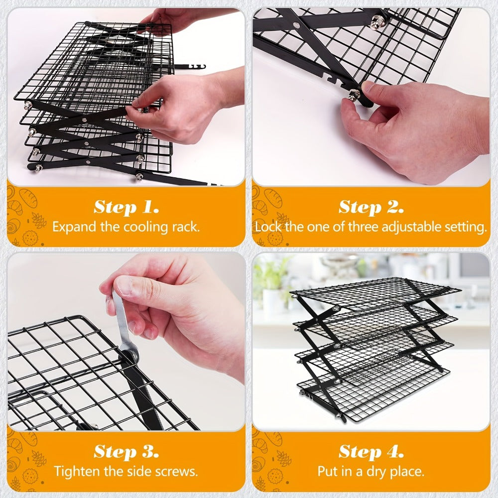Baking Rack with 4-Position Height Adjustment for Cookies Cakes Bread