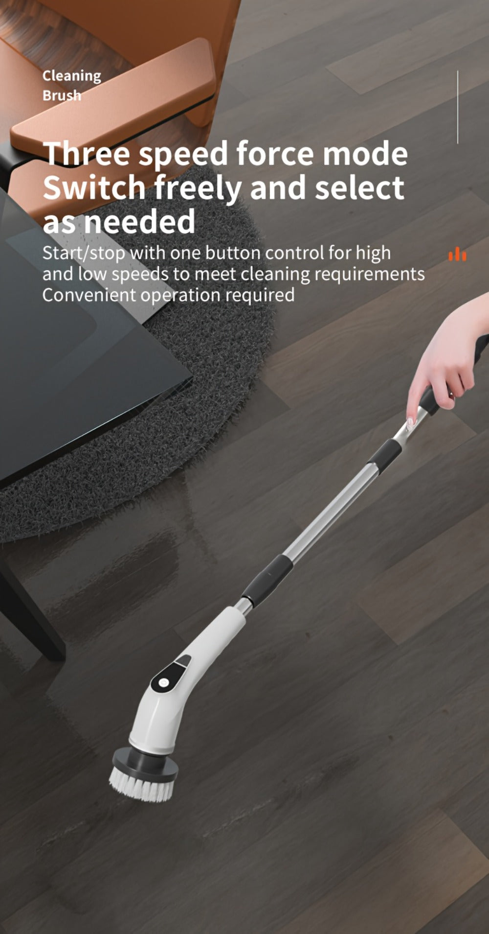 Scrubber with 9 Interchangeable Brush Heads 5 Speed Settings and 3 Extendable Handles