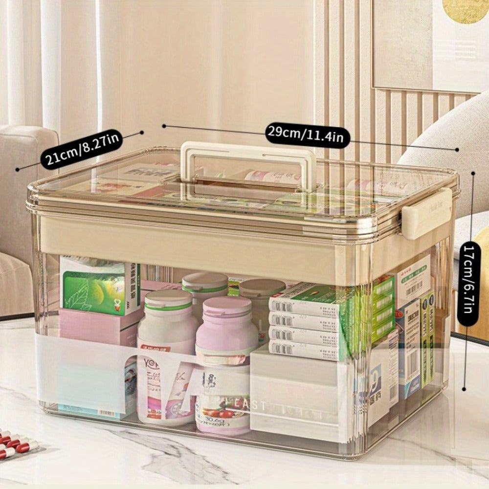 Multi-Layer Transparent Plastic Pill Organizer Cabinet, Spacious Drug & First Aid Supply Organizer, Medicine Storage Box