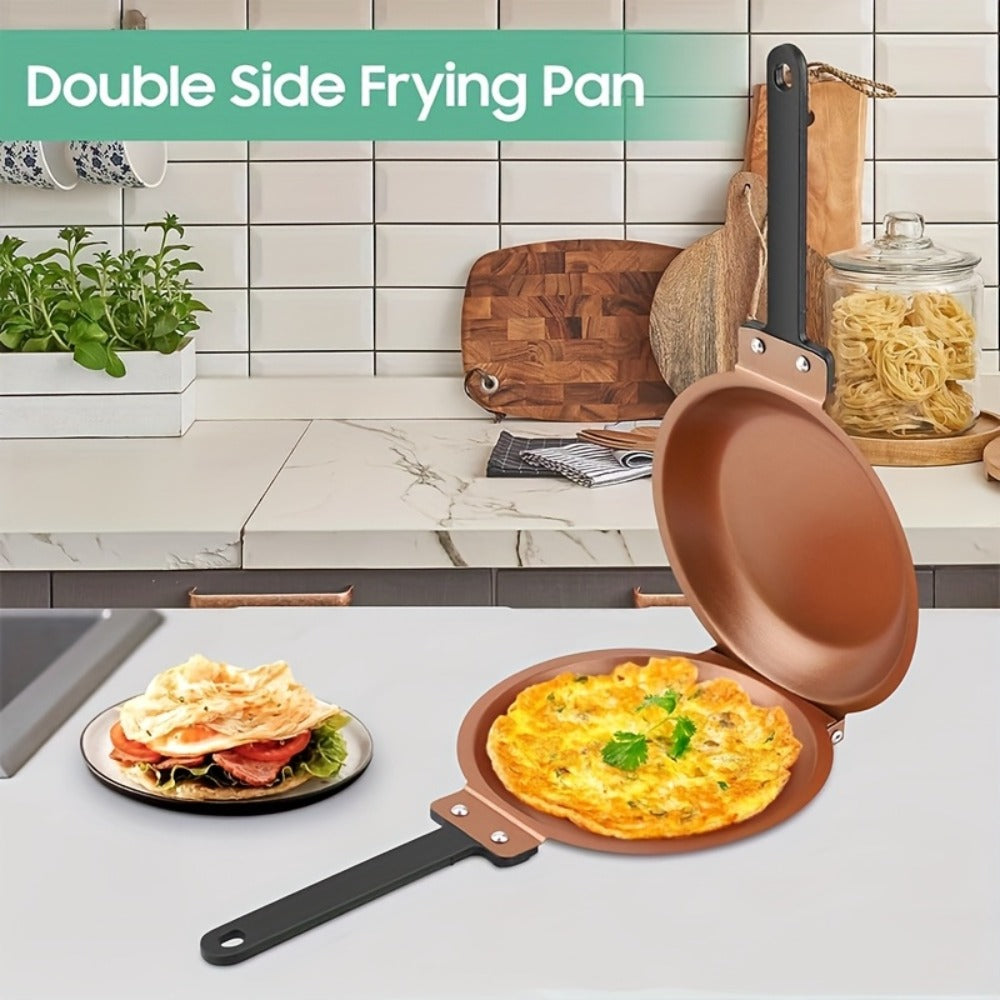 Double-Sided Non-Stick Omelette Pan – Reversible Flip Skillet for Fluffy Pancakes, Omelets & Italian Omelettes | Dishwasher Safe, Indoor & Outdoor Cooking, Camping Kitchen Essentials