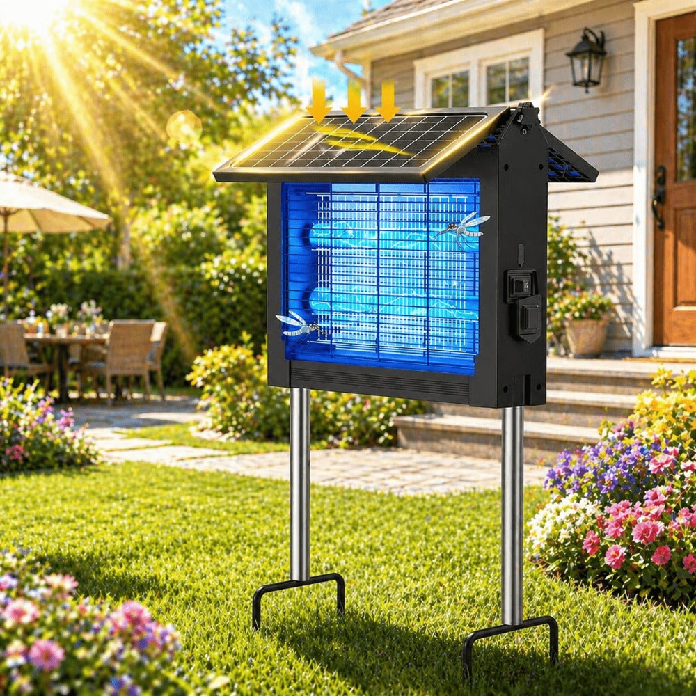 Bug Zapper, Solar Outdoor 4500V Electric Mosquito Killer, IPX4 Waterproof Insect Trap for Patio