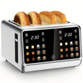 4-Slice Digital Smart Toaster with Touchscreen | Dual Control Panel, Single Slot Toasting, Timer, Reheat & Defrost Functions for Bagels, Bread & Waffles – Stainless Steel Kitchen Essential