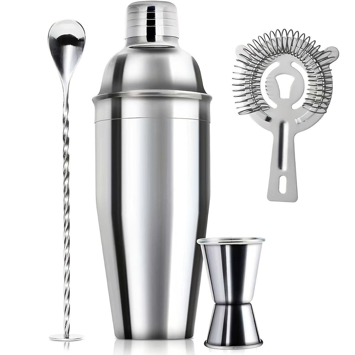 Bartender Set 10-Piece Stainless Steel Cocktail Shaker Bar Tool Kit with Bamboo Stand Home Bar Accessories Housewarming Father's Day Gift