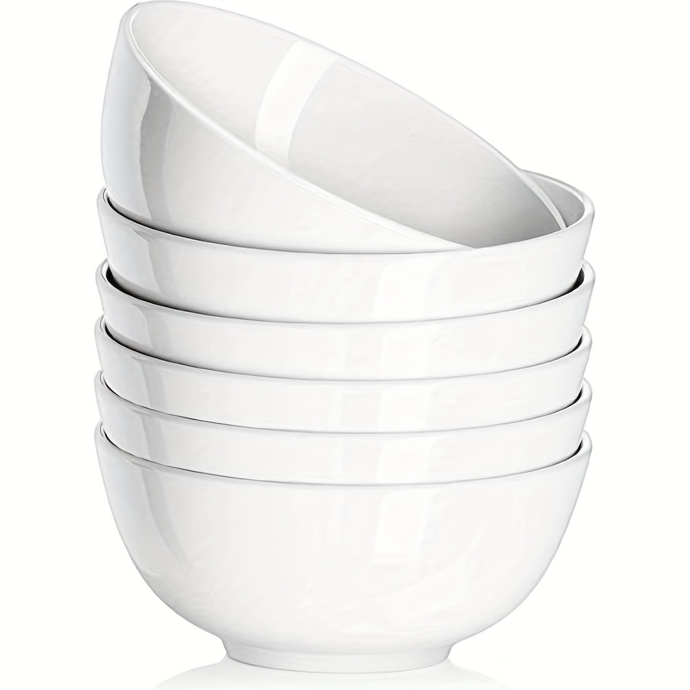 Ceramic Bowls Set 22oz White Porcelain - Dishwasher & Microwave Safe Soup Bowls for Kitchen, Cereal, Ramen, Oatmeal, Salad & Rice - Polished Finish Round Bowls Available in 4 or 6 Piece Sets