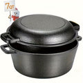 Cast Iron Dutch Oven Set 5.1QT & 7QT with Skillet Lid – Pre-Seasoned 2-in-1 Cookware for Stovetop, Induction, Oven, Campfire & BBQ, Sourdough Bread Baking, Frying, Camping