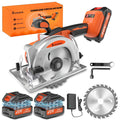 Brushless Circular Saw 5-Inch Kit 6900RPM with Battery & Charger – 45° Bevel Cut, Up to 6 Saw Blades, 2.0AH / 4.0AH Battery Options, Cordless Woodworking Saw for Wood Cutting, Garden & DIY Projects