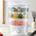 Electric Food Steamer 3-Tier 9.6QT Large Capacity, 800W Fast Cooking, 60-Min Timer, Boil-Dry Protection, Dishwasher Safe & BPA-Free
