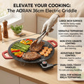 Electric Griddle Non-Stick with Adjustable Temperature – 14.17" & 15.75" Sizes, Fast Heating for Pancakes, Crepes, Pizza & BBQ, Easy Clean Portable Cooking Pan for Breakfast & Family Meals